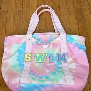 STONEY CLOVER LANE Rainbow Tie Dye Tote Bag Beach Bag.